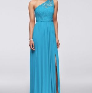 David's bridal one shoulder lace dress